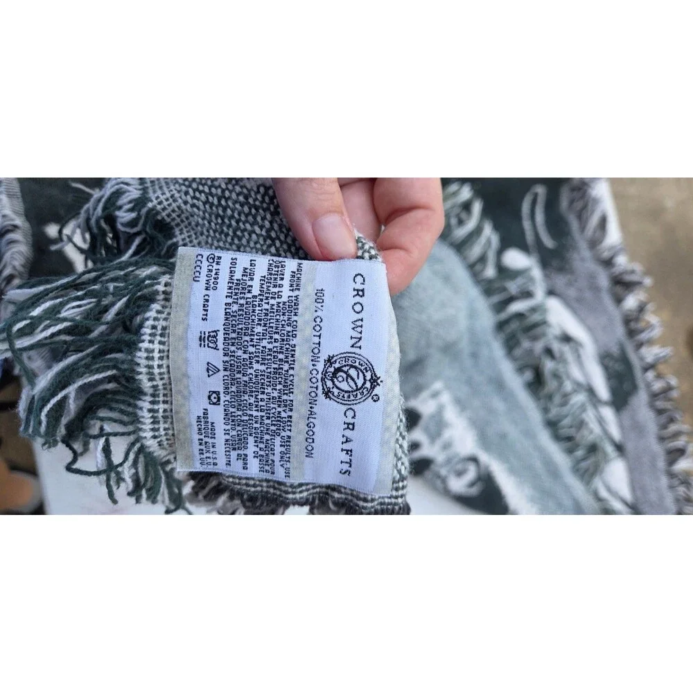 Vintage Crown Crafts Psalm 23 Woven Tapestry Throw Blanket 100% Cotton Fringed